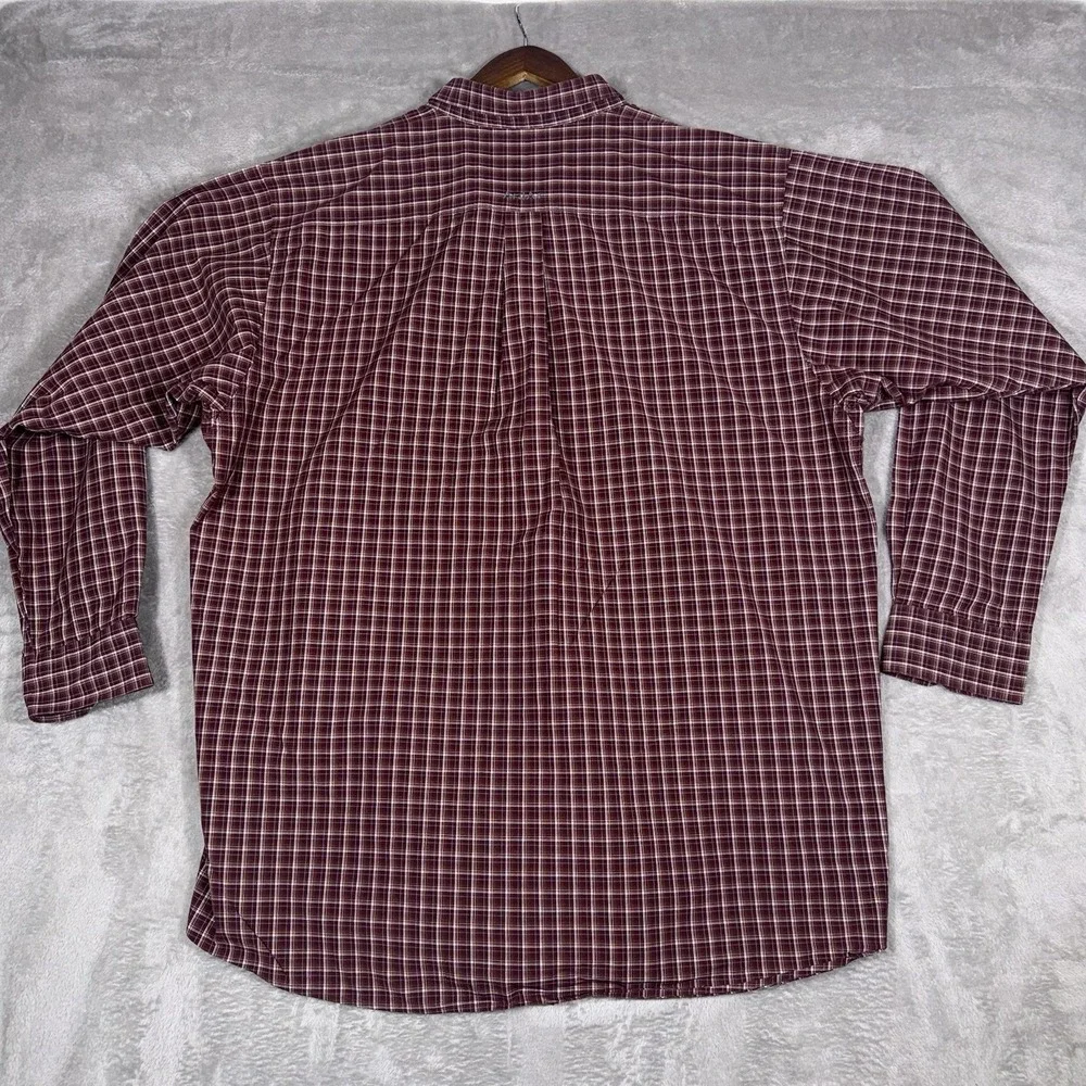Ariat Pro SeriesShirt Men 2XL Maroon White Plaid Long Sleeve Button Down Western